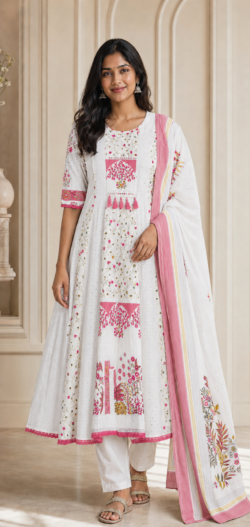 ISHAYA ivory embroidered ensemble
